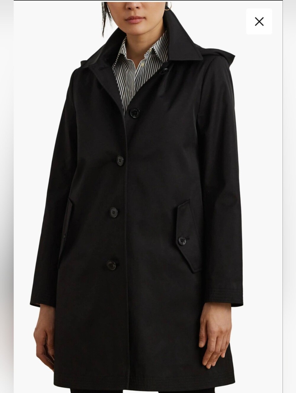 Lauren by Ralph Lauren Balmacaan Hooded Rain Coat Medium